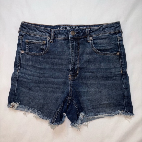 American Eagle Outfitters Pants - American Eagle Size 12 Dark Wash Super Hi Rise Shortie Super Stretch Jean Shorts